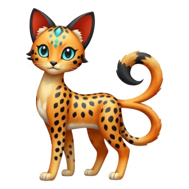 Colorful exotic esoteric patterned Gradients-colored realistic elegant lanky feminine cute pretty  Liepard-Litten-Meloetta-Sprigatito-Pokémon-fusion-creature (full body) sticker