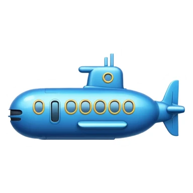 blue mini single submarine in cartoon  sticker