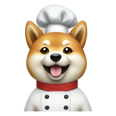 Shiba dog chef with one finger up close to its face asking you to wait sticker