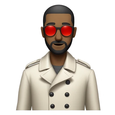 <excerpt>
A 1930s white man with real buzz cut Black hair, beard stubble donning small red tinted sun glasses in a dirty white trench coat, is serious.
</excerpt> sticker
