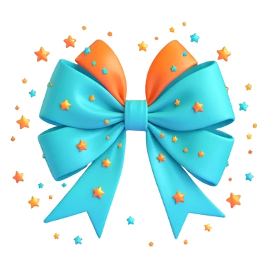 sparkly teal bow with stars sticker