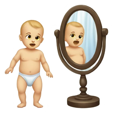Baby staring at a mirror sticker