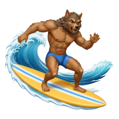 A werewolf surfing two different waves sticker