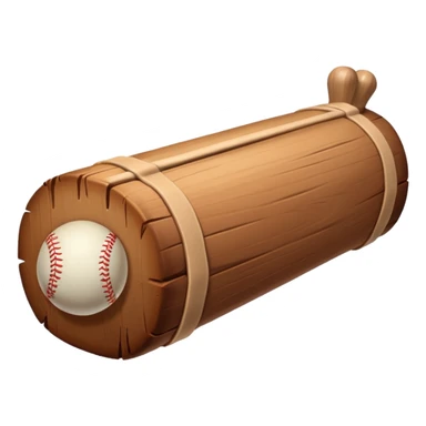 Une buche de bois avec une batte sticker