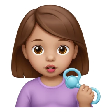 create a baby girl emoji from the 60. with brown hair and with pacifier sticker
