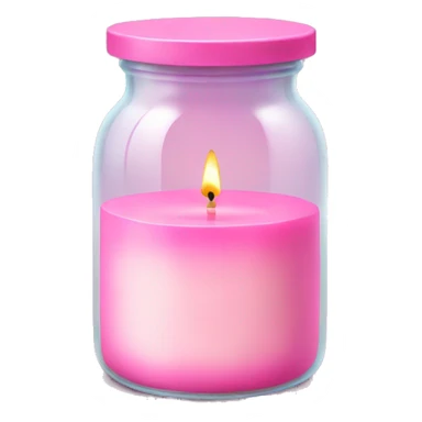 Glass jar with pink candle inside sticker