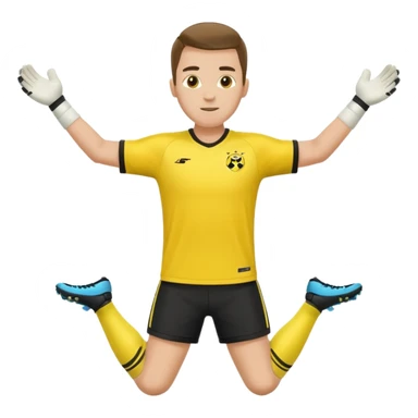 soccer goalkeeper yellow shirt, shorts football boots arms out sticker