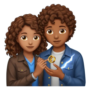 a 15 year old girl with brown curly hair but she has lightnings in it with a brown haired boy who gave her a promise ring sticker