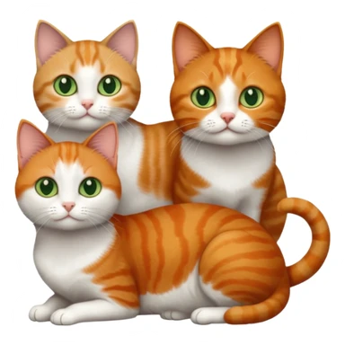 3 different coloured tiny short haired cats, including a dark grey and white cat with green eyes,and  a ginger and white with orange eyes and a brown tabby and white with hazel eyes sticker
