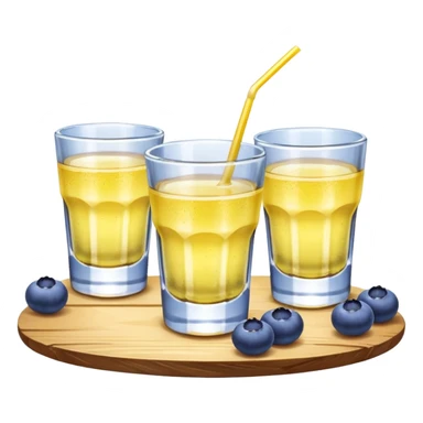 Four shot glasses with blueberry lemon drop in them  sticker
