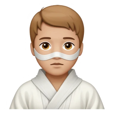 A man with light brown hair in white Chinese robes, with bandages around his neck. sticker