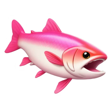 Hot pink salmon flying through sky sticker