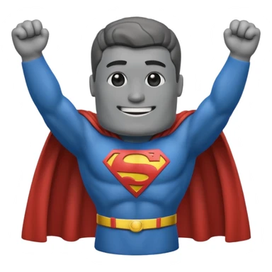 a moai emoji with a superman cape with the original facw sticker