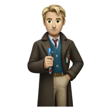 15th doctor holding sonic screwdriver  sticker