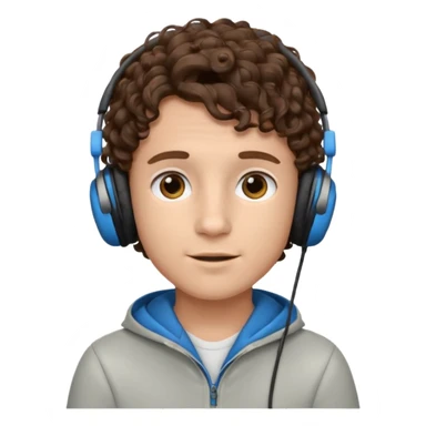 curly haired with headphones in and boy sticker