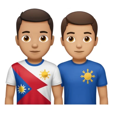 2 male Best buds , one in showing Philipines flag tshirt, one is Spain sticker