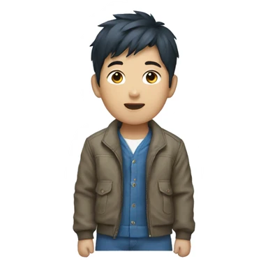 korean boy wearing blue unbuttoned jacket  sticker