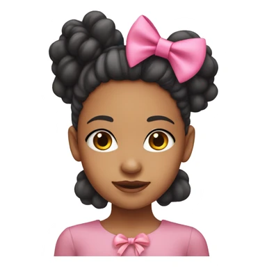 Mixed race girl with a pink bow sticker