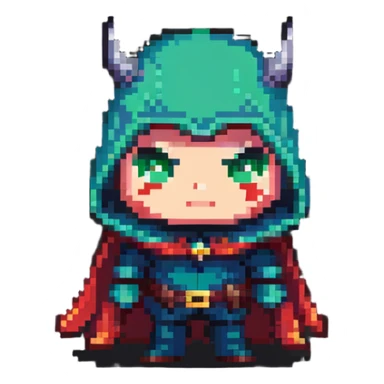 chibi villain character with evil cape sticker