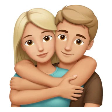 Caucasian people hugging each other, friendship, warm embrace sticker