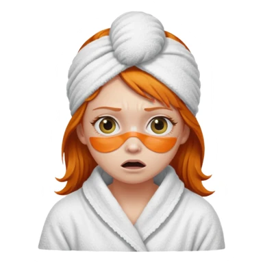 scared ginger girl with bath towels and eye patches sticker