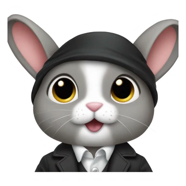 Bunny wearing a black jacket  sticker
