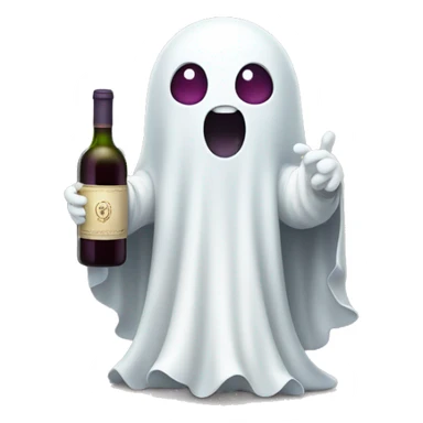 cute ghost holding wine sticker