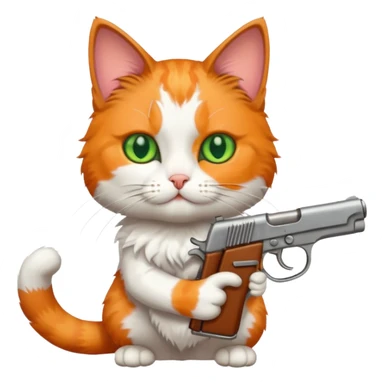 A cat with a gun sticker