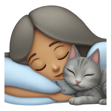 sleeping girl and grey cat sticker