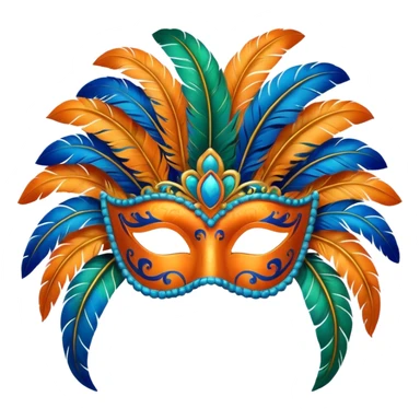 📦+ carnival mask in orange, blue and green , trying to make a carnival pack sticker