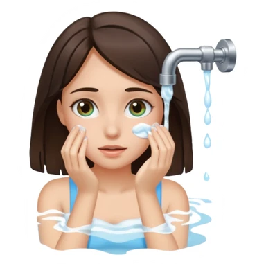 Brunette girl washing her eyes sticker