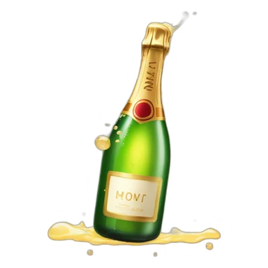 Champagne bottle popping and dripping from the top with foam sticker