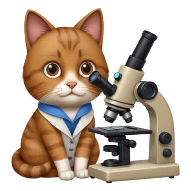 cat researcher peering through a microscope sticker