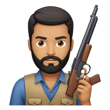 Terrorist with black beard holding gun sticker
