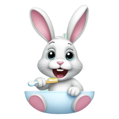 Bunny brushing teeth sticker