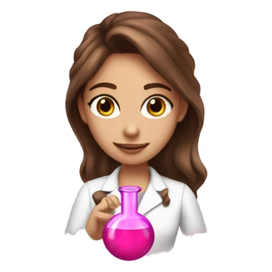 beautiful girl with brown hair doing pink chemistry  sticker