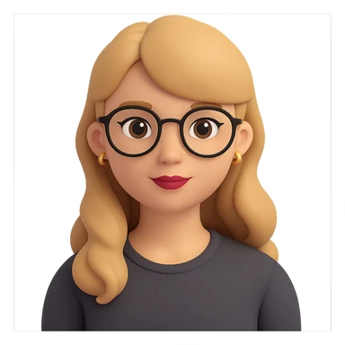 Add glasses to the girl with light brown hair, style general, with transparent background. sticker