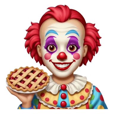 a clown with a cherry pie sticker