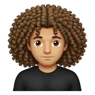 Medium tan-skinned Brazilian tech bro with black t-shirt and large, curly hair. sticker