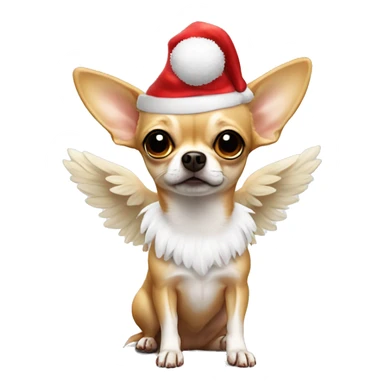 Chihuahua with santa hat and angel wings  sticker