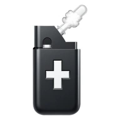Pixel-art icon, letter [Б], designed as mini vape pod. Square canvas, same style as other letters. Black/metallic, flat vector, white outline. sticker