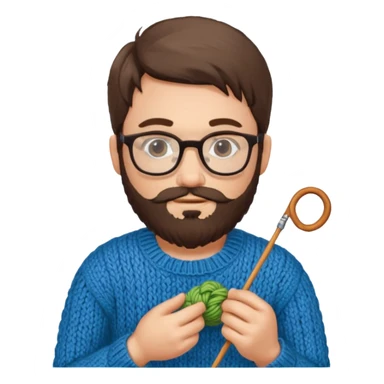 man with beard knitting sticker