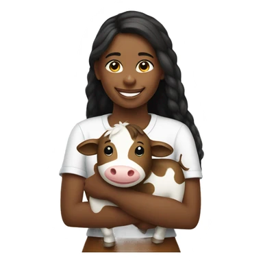 smiling girl with stuffed Cow sticker