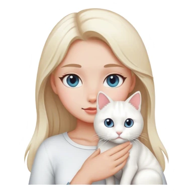 Blonde girl with white cat  sticker