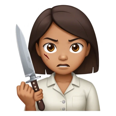 angry filipina girl holding knife sticker