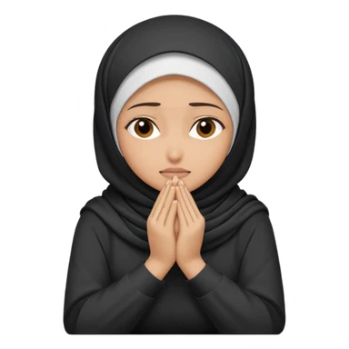 Hijabi girl sitting and hiding her face from her hands made into half open fists and completely covered her face sticker