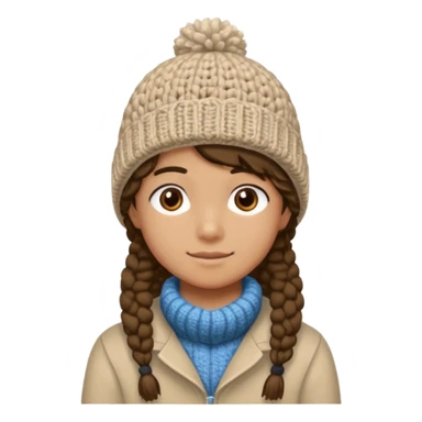 high school student wearing a crochetted winter hat. the hat should be an oatmeal color and texture with no pompom. make one a boy and one a girl sticker