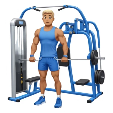 standing fit man with blue shorts cable-machine exercise sticker