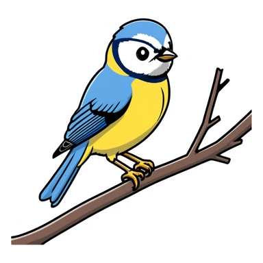 Eurasian blue tit bird on branch sticker
