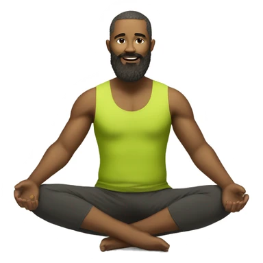bearded man doing yoga wearing a chartreuse tank top  sticker